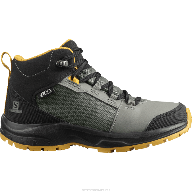 Junior - Kids' Shoes - Outward Clima Waterproof V42L1364 Salomon Castor Gray/Black/Arrowwood - Salomon sneakers Australia