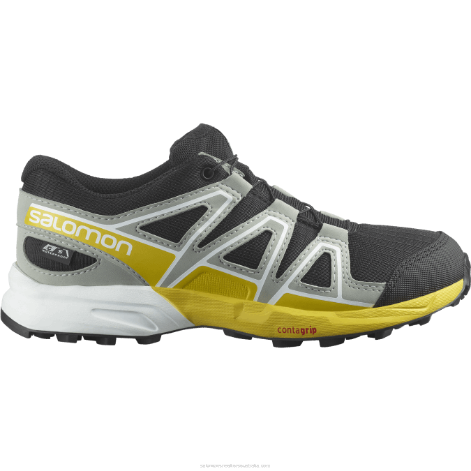 Junior - Kids' Shoes - Speedcross Clima Waterproof V42L1343 Salomon Black/Wrought Iron/Lemon - Salomon sneakers Australia