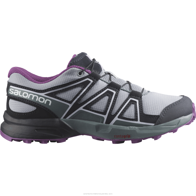 Junior - Kids' Shoes - Speedcross V42L1353 Salomon Quarry/Black/Sparkling Grape - Salomon shoes