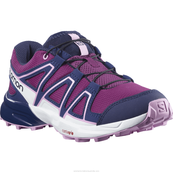 Junior - Kids\' Shoes - Speedcross V42L1355 Salomon Plum Caspia/Evening Blue/Orchid - Salomon sneakers Australia