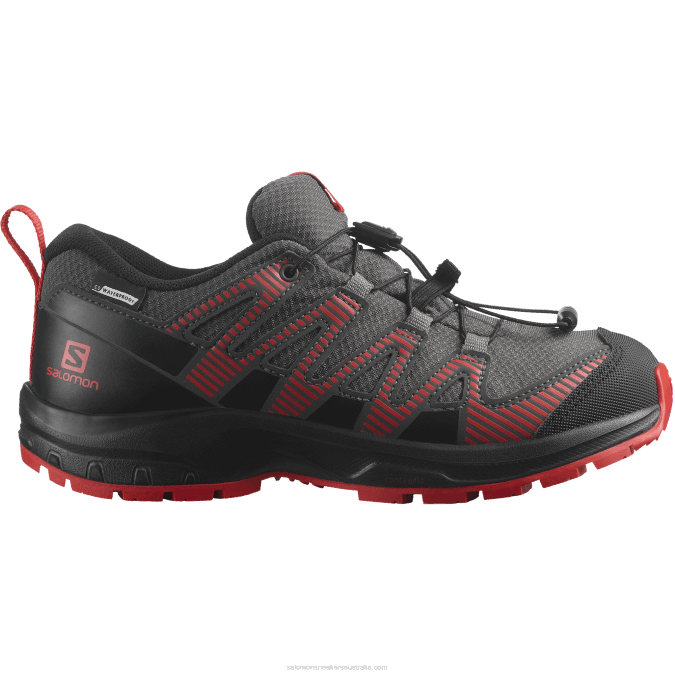 Junior - Kids' Shoes - Xa Pro V8 Clima Waterproof V42L1361 Salomon Magnet/Black/Poppy Red - Salomon sneakers Australia