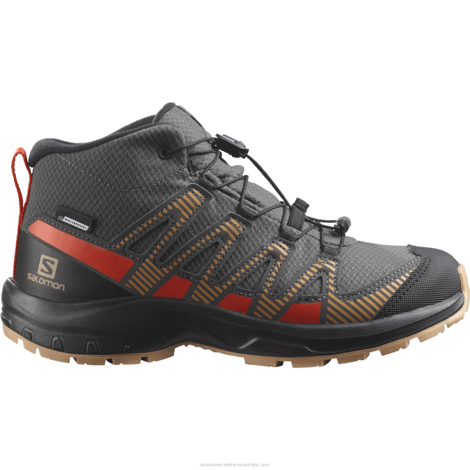 Junior - Kids' Shoes - Xa Pro V8 Mid Clima Waterproof V42L1342 Salomon Magnet/Acorn/Cherry Tomato - Salomon Australia
