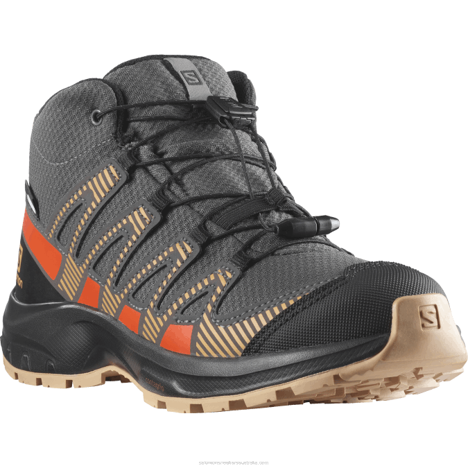Junior - Kids\' Shoes - Xa Pro V8 Mid Clima Waterproof V42L1342 Salomon Magnet/Acorn/Cherry Tomato - Salomon Australia