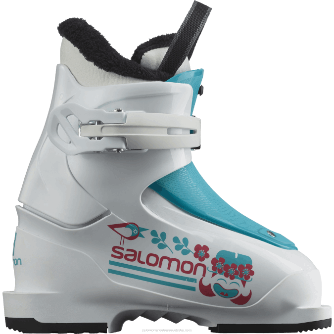 Junior - Kids' On-Piste Boots - T1 Girly V42L1426 Salomon White/Scuba Blue - Salomon shoes