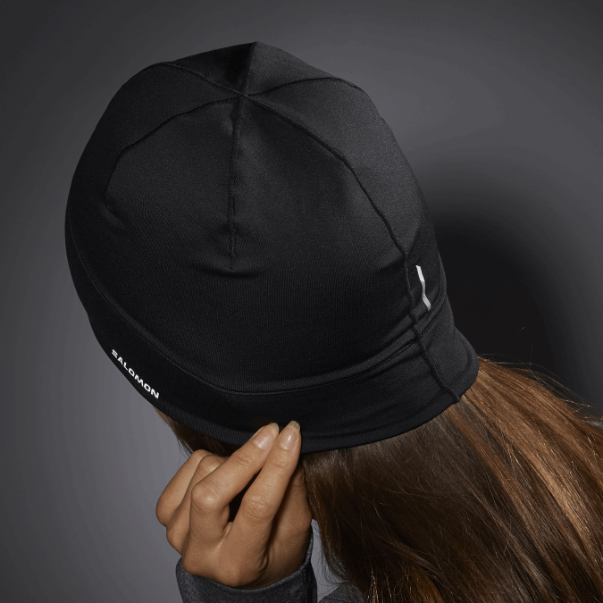 Men\'s Beanie - Active V42L457 Salomon Deep Black/Reflective Silver - Salomon shoes