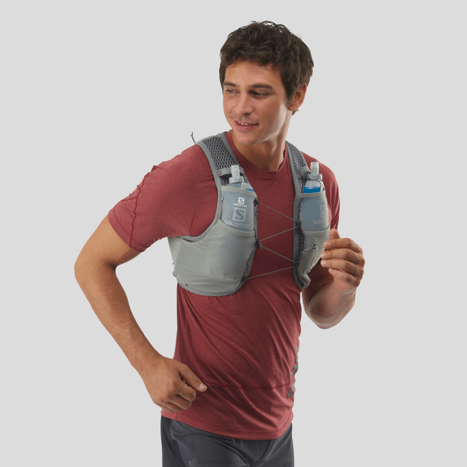 Men's Running Vest with flasks included - Active Skin 4 V42L329 Salomon Wrought Iron/Sedona Sage - Salomon sneakers Australia