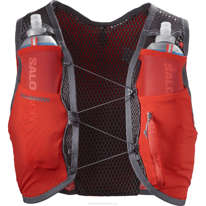 Men\'s Running Vest with flasks included - Active Skin 4 V42L331 Salomon Fiery Red/Ebony - Salomon Australia