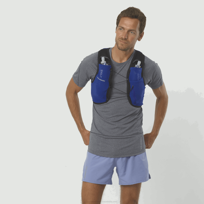 Men's Running Vest with flasks included - Active Skin 4 V42L332 Salomon Surf The Web/Black - Salomon sneakers Australia