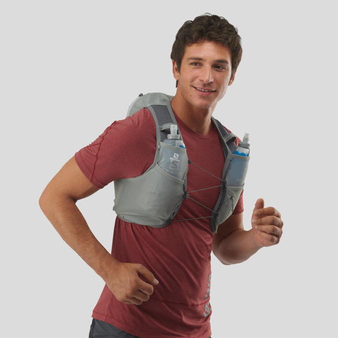 Men's Running Vest with flasks included - Active Skin 8 V42L323 Salomon Wrought Iron/Sedona Sage - Salomon sneakers Australia