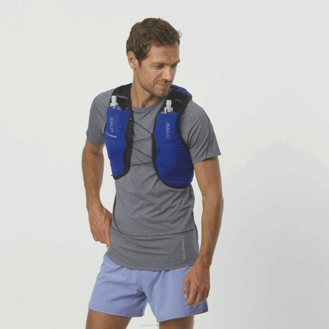 Men's Running Vest with flasks included - Active Skin 8 V42L326 Salomon Surf The Web/Black - Salomon sneakers Australia