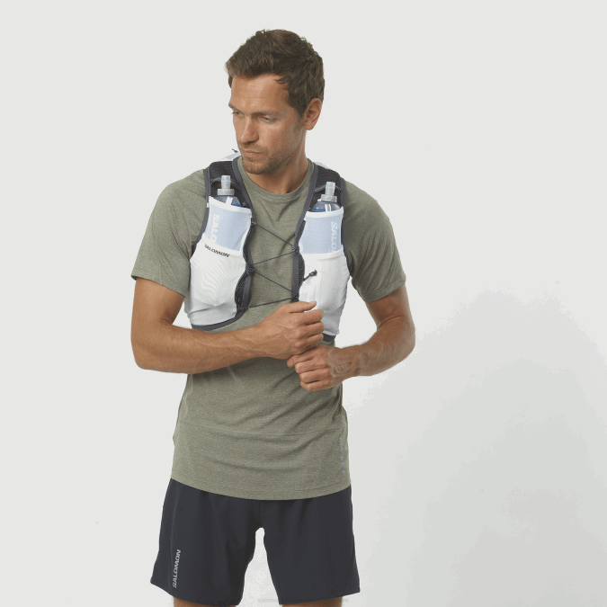 Men's Running Vest with flasks included - Active Skin 8 V42L327 Salomon White/Ebony - Salomon shoes