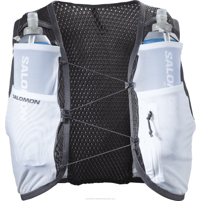 Men\'s Running Vest with flasks included - Active Skin 8 V42L327 Salomon White/Ebony - Salomon shoes