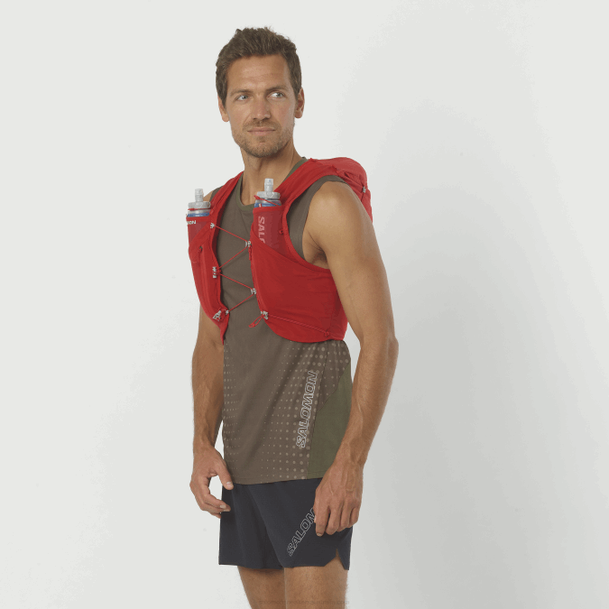 Men's Running Vest with flasks included - Adv Skin 12 V42L303 Salomon Goji Berry/Ebony - Salomon Australia