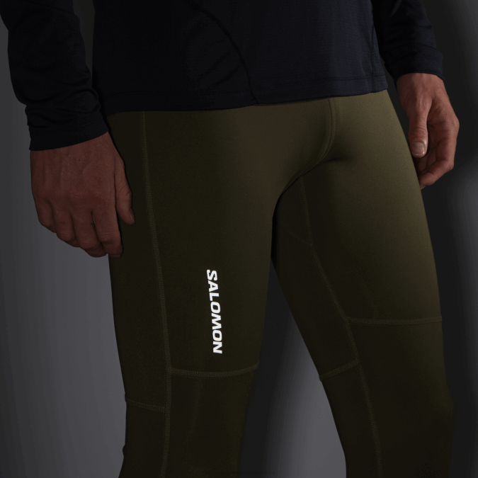 Men\'s Tights - Cross Run V42L252 Salomon Grape Leaf/Forest Night - Salomon Australia