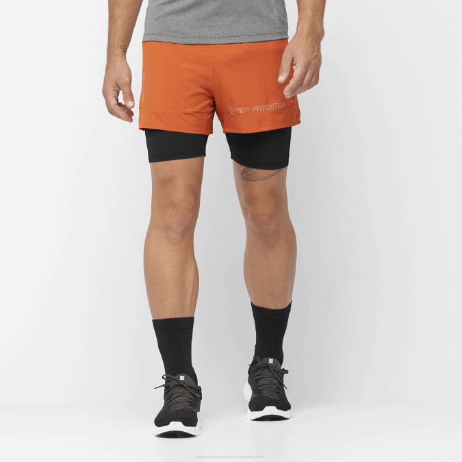 Men's Shorts - Cross 2In1 V42L279 Salomon Burnt Ochre/Deep Black - Salomon shoes