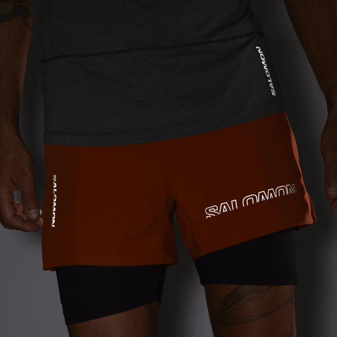 Men\'s Shorts - Cross 2In1 V42L279 Salomon Burnt Ochre/Deep Black - Salomon shoes