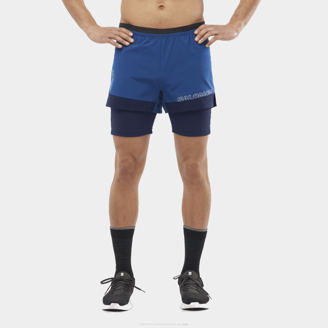 Men's Shorts - Cross 2In1 V42L283 Salomon Navy Peony/Night Sky - Salomon Australia