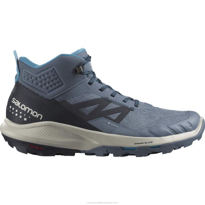 Men's Hiking Boots - Outpulse Mid Gore-Tex V42L32 Salomon China Blue/Carbon/Lunar Rock - Salomon shoes