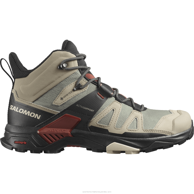 Men's Hiking Boots - X Ultra 4 Mid Gore-Tex V42L11 Salomon Vintage Khaki/Black/Burnt Henna - Salomon Australia