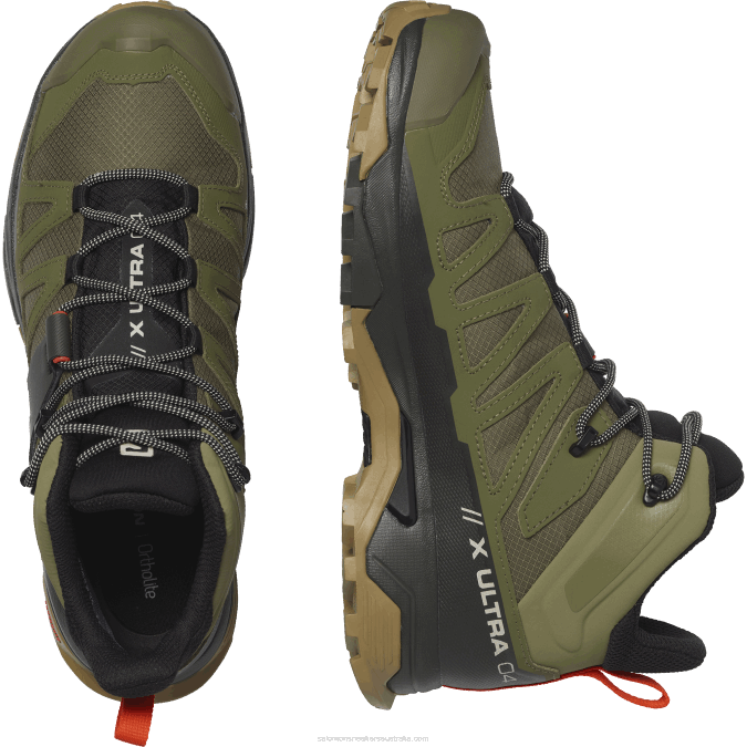 Men\'s Hiking Boots - X Ultra 4 Mid Wide Gore-Tex V42L43 Salomon Deep Lichen Green/Peat/Kelp - Salomon sneakers Australia