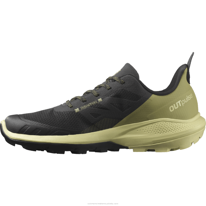 Men\'s Hiking Shoes - Outpulse V42L28 Salomon Black/Leek Green/Poppy Red - Salomon sneakers Australia
