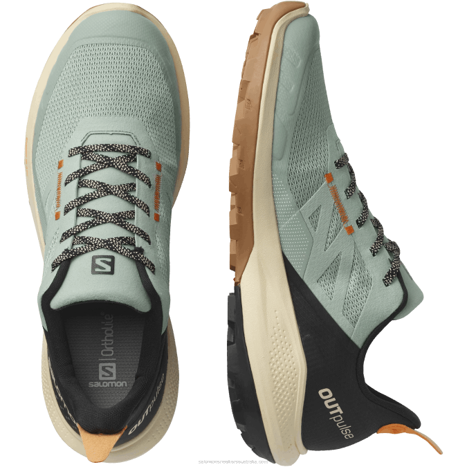 Men\'s Hiking Shoes - Outpulse V42L29 Salomon Wrought Iron/Bleached Sand/Vibrant Orange - Salomon shoes