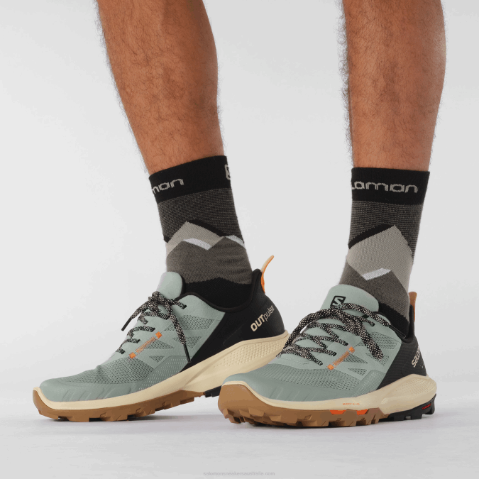 Men\'s Hiking Shoes - Outpulse V42L29 Salomon Wrought Iron/Bleached Sand/Vibrant Orange - Salomon shoes