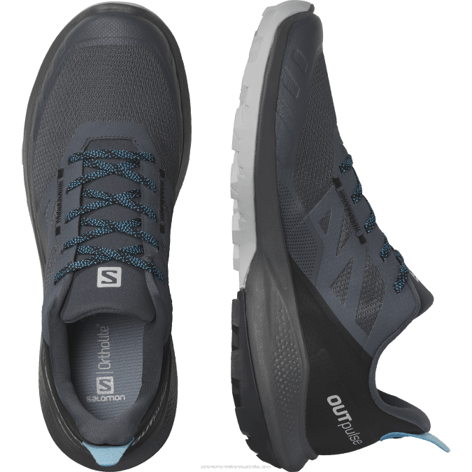 Men\'s Hiking Shoes - Outpulse V42L30 Salomon Ebony/Black/Algiers Blue - Salomon Australia