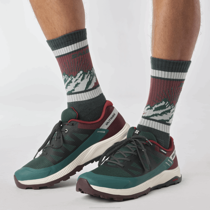 Men\'s Hiking Shoes - Outrise Clima Waterproof V42L55 Salomon Ponderosa Pine/Bitter Chocolate/Vanilla Ice - Salomon Australia