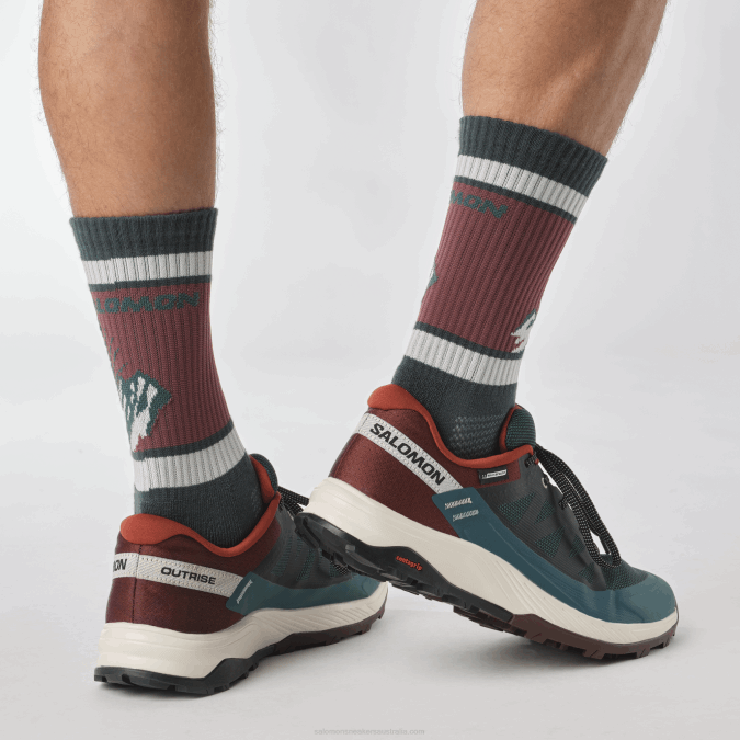 Men\'s Hiking Shoes - Outrise Clima Waterproof V42L55 Salomon Ponderosa Pine/Bitter Chocolate/Vanilla Ice - Salomon Australia