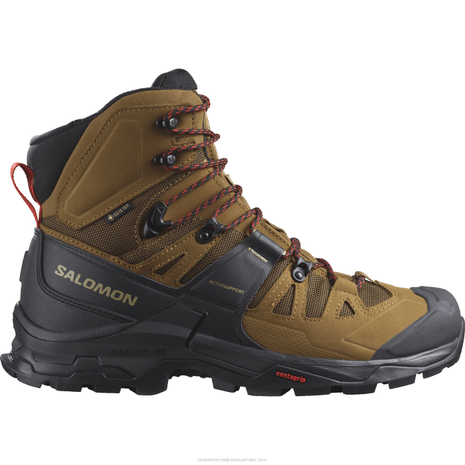 Men's Leather Hiking Boots - Quest 4 Gore-Tex V42L4 Salomon Rubber/Black/Fiery Red - Salomon shoes