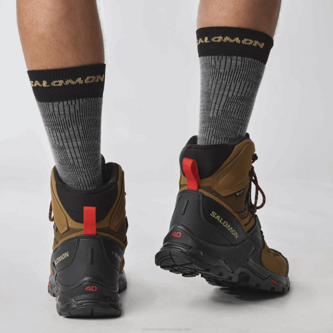 Men\'s Leather Hiking Boots - Quest 4 Gore-Tex V42L4 Salomon Rubber/Black/Fiery Red - Salomon shoes