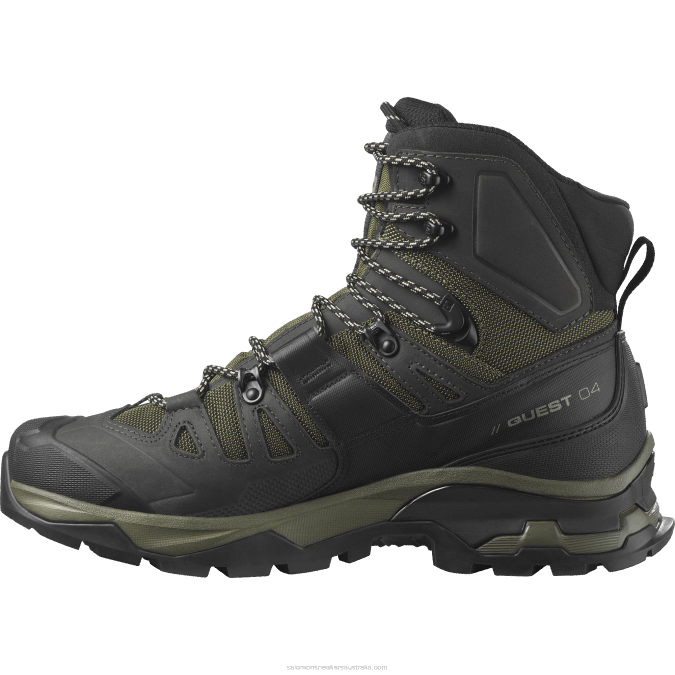 Men\'s Leather Hiking Boots - Quest 4 Gore-Tex V42L5 Salomon Olive Night/Peat/Safari - Salomon Australia