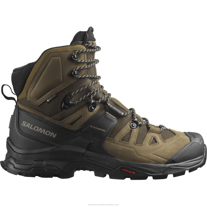 Men's Leather Hiking Boots - Quest 4 Gore-Tex V42L6 Salomon Desert Palm/Black/Kelp - Salomon sneakers Australia