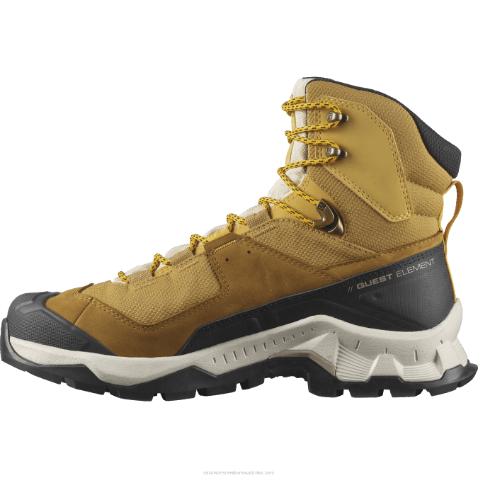 Men\'s Leather Hiking Boots - Quest Element Gore-Tex V42L50 Salomon Cumin/Bleached Sand/Saffron - Salomon sneakers Australia