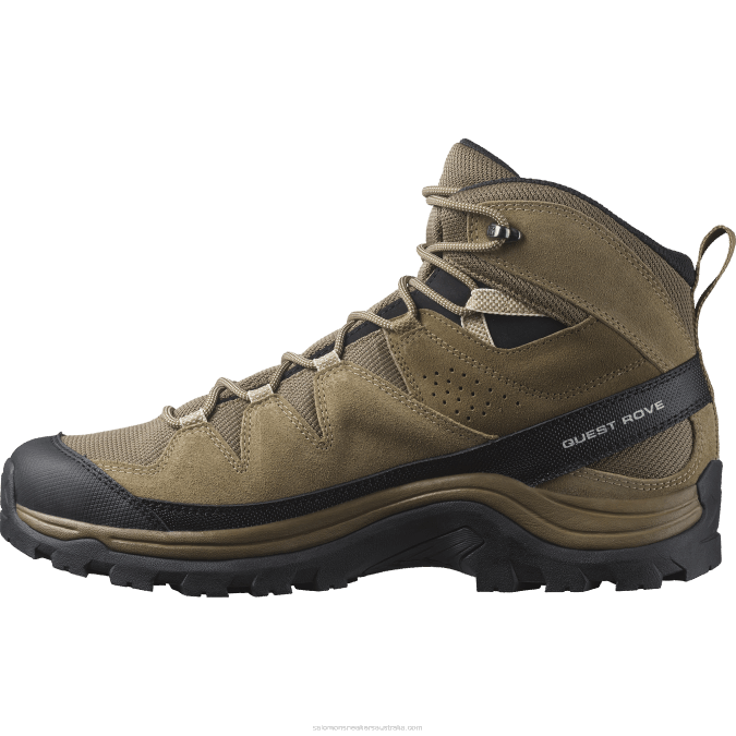 Men\'s Leather Hiking Boots - Quest Rove Gore-Tex V42L52 Salomon Kangaroo/Kelp/Black - Salomon Australia