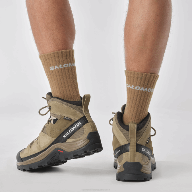 Men\'s Leather Hiking Boots - Quest Rove Gore-Tex V42L52 Salomon Kangaroo/Kelp/Black - Salomon Australia