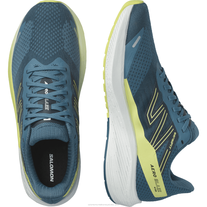 Men\'s Running Shoes - Aero Blaze V42L1068 Salomon Blue Ashes/Sunny Lime/Dark Sapphire - Salomon Australia