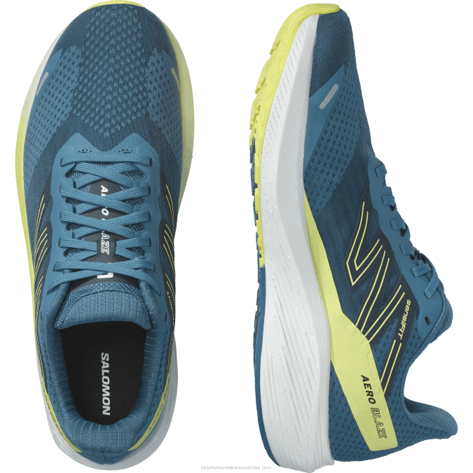 Men\'s Running Shoes - Aero Blaze Wide V42L58 Salomon Blue Ashes/Sunny Lime/Dark Sapphire - Salomon shoes