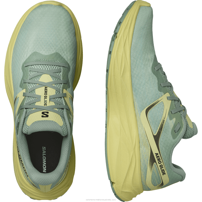 Men\'s Running Shoes - Aero Glide V42L1062 Salomon Granite Green/Yellow Iris/White - Salomon shoes