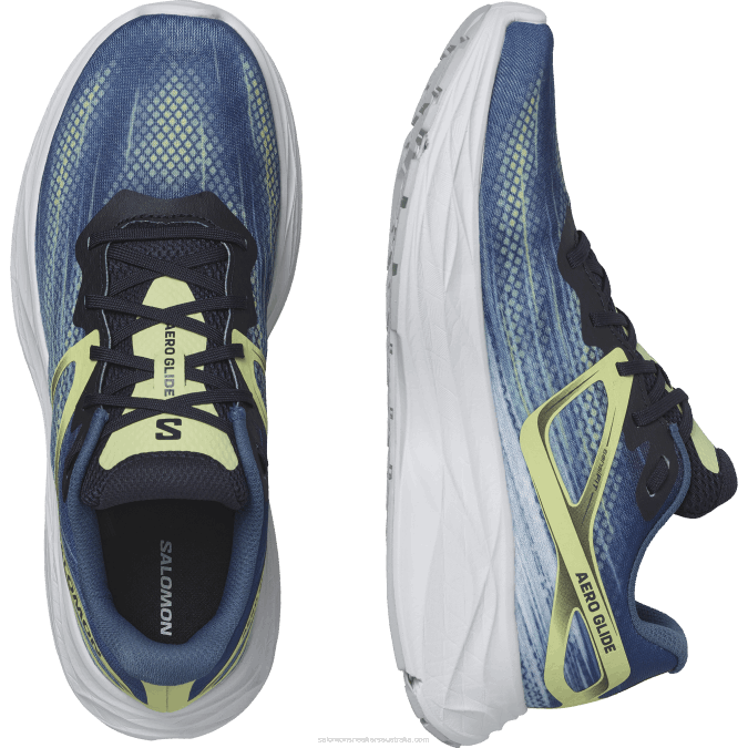 Men\'s Running Shoes - Aero Glide V42L1063 Salomon Blue Ashes/Dark Sapphire/Sunny Lime - Salomon Australia