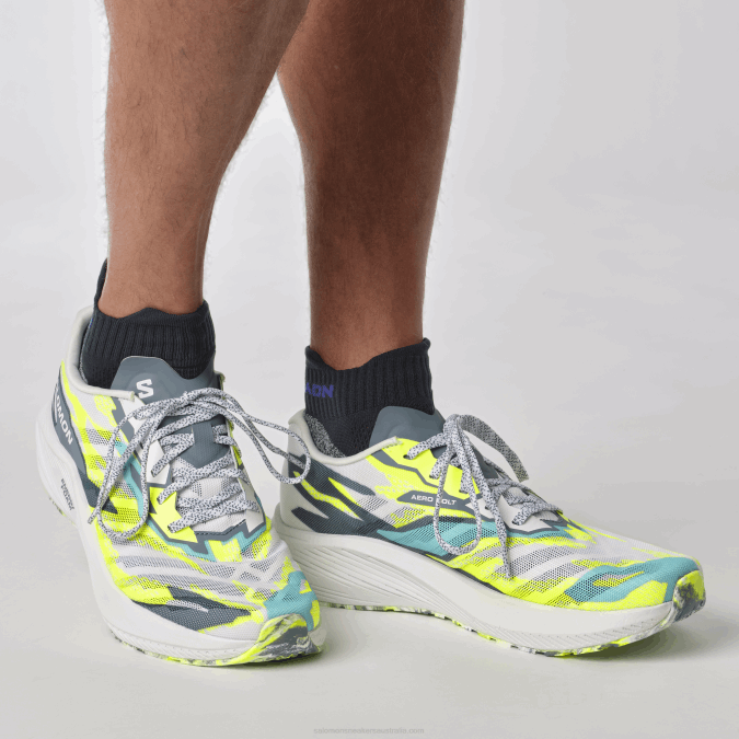 Men\'s Running Shoes - Aero Volt V42L59 Salomon White/China Blue/Safety Yellow - Salomon Australia