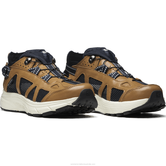 Men\'s Sportstyle Shoes - Techsonic Leather V42L177 Salomon Rubber/Vanilla Ice/Dark Sapphire - Salomon sneakers Australia