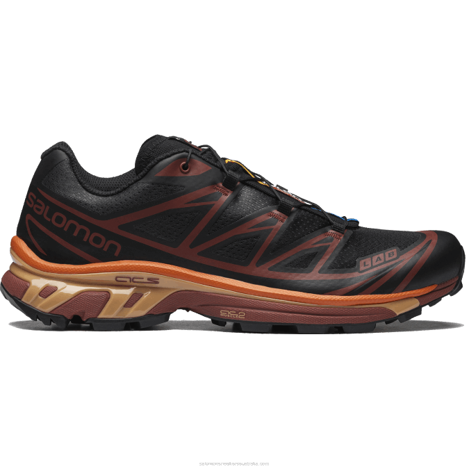 Men's Sportstyle Shoes - Xt-6 V42L86 Salomon Black/Chocolate Plum/Vibrant Orange - Salomon shoes