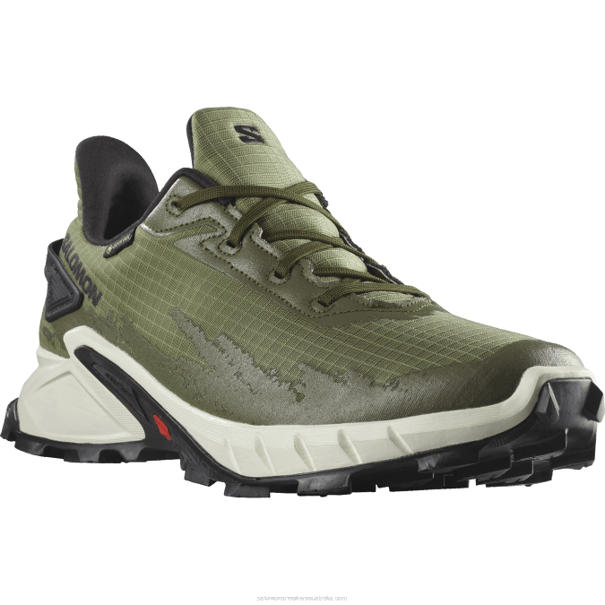 Men\'s Trail Running Shoes - Alphacross 4 Gore-Tex V42L1476 Salomon Deep Lichen Green/Vanilla Ice/Olive Night - Salomon sneakers Australia