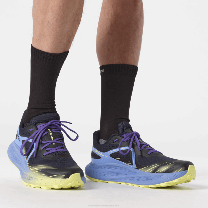 Men\'s Trail Running Shoes - Glide Max Tr V42L1448 Salomon Granada Sky/Dark Sapphire/Sunny Lime - Salomon sneakers Australia