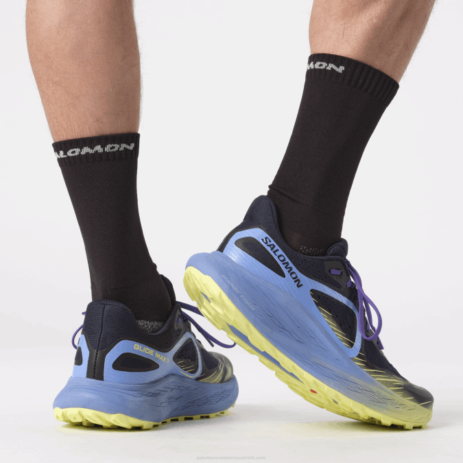 Men\'s Trail Running Shoes - Glide Max Tr V42L1448 Salomon Granada Sky/Dark Sapphire/Sunny Lime - Salomon sneakers Australia