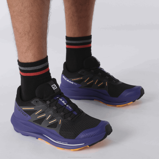 Men\'s Trail Running Shoes - Pulsar Trail V42L1462 Salomon Black/Clematis Blue/Blazing Orange - Salomon shoes