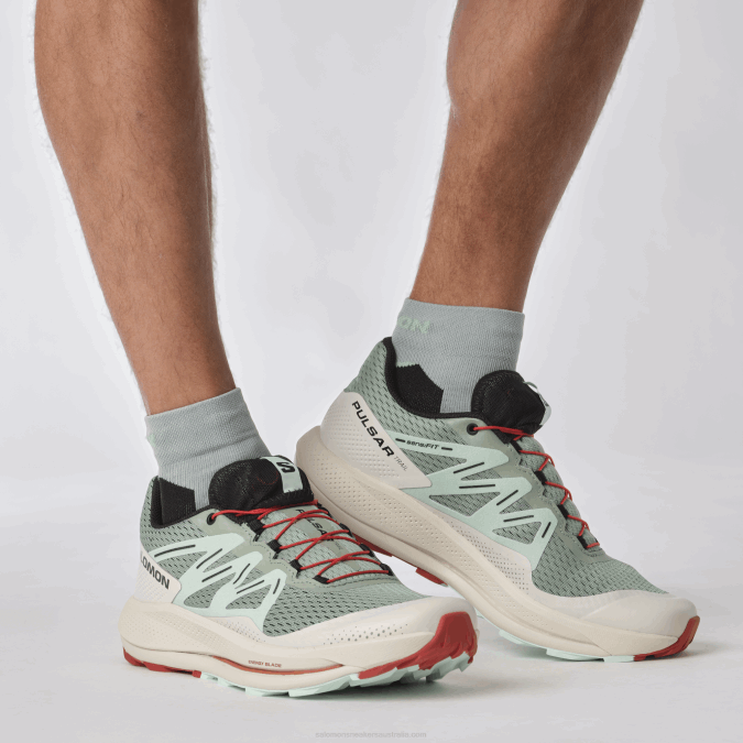 Men\'s Trail Running Shoes - Pulsar Trail V42L1464 Salomon Lily Pad/Bleached Aqua/Hot Sauce - Salomon sneakers Australia
