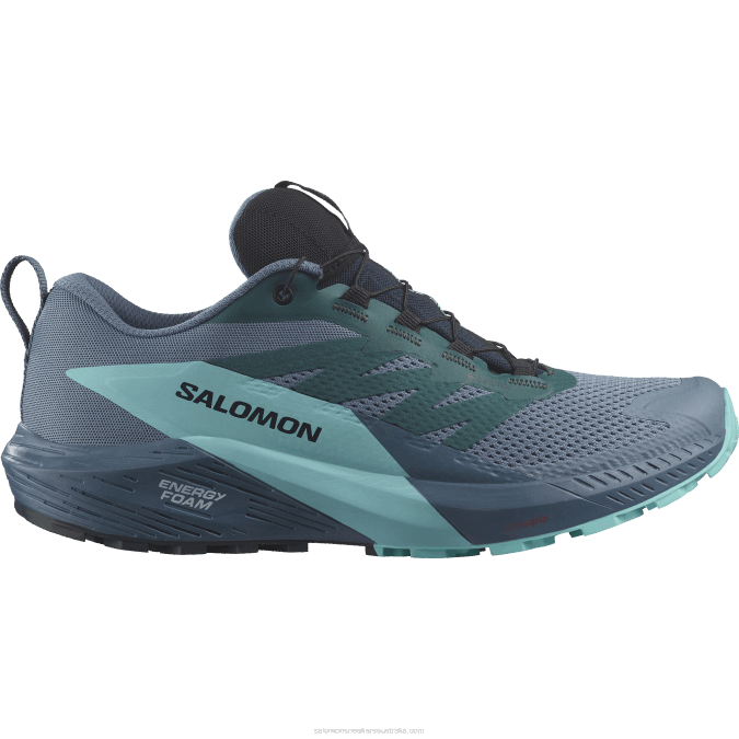 Men's Trail Running Shoes - Sense Ride 5 Gore-Tex V42L1445 Salomon Carbon/Blue Radiance/China Blue - Salomon sneakers Australia